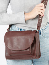Shoulder Bag Natural Leather Biba Violet natural EAS1L-vue-porte