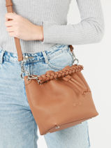 Leather Small Zola Bucket Bag Nathan baume Brown cruise 55-vue-porte