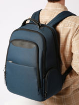 2 Compartment Messenger Bag With 16" Laptop Sleeve Hexagona Blue partner 749786-vue-porte