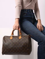 Preloved Louis Vuitton Handbag Speedy 35 Monogram Brand connection Brown louis vuitton AAZ0580-vue-porte
