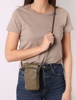Ccrossbody  Phone Case Boston Leather Basilic pepper Green boston BBOS04-vue-porte