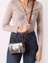 Leather Crossbody Bag Mini Indispensable Paul marius Gray vintage MINI-vue-porte
