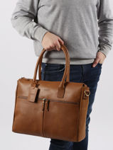 A4 Size  Messenger Bag  With 16" Laptop Sleeve Burkely Brown vintage 698822-vue-porte