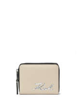 Compact Leather K/signature Wallet Karl lagerfeld Beige k signature 240W3202
