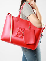 Shoulder Bag Iconic Tommy Recycled Polyester Tommy hilfiger Red iconic tommy AW16072-vue-porte
