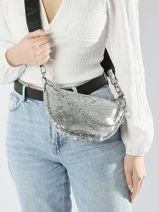 Longchamp Smile glitter Messenger bag Silver-vue-porte