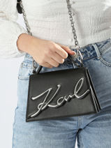 Crossbody Bag K Signature Leather Karl lagerfeld Black k signature 240W3004-vue-porte