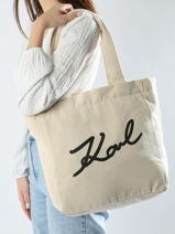 Sac Shopping K/signature Canvas Karl lagerfeld Blanc k signature 240W3884-vue-porte