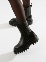 Boots En Cuir Calvin klein jeans Noir women 12860GT-vue-porte