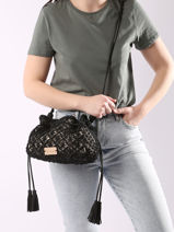 Braided Jute Tanaisie Crossbody Bag Woomen Black tanaisie WTAN06-vue-porte