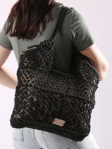 Sac Port� �paule Tanaisie Jute Woomen Noir tanaisie WTAN04-vue-porte