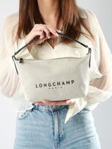 Longchamp Essential toile Messenger bag Beige-vue-porte