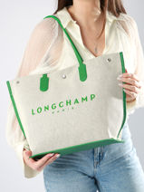 Longchamp Essential toile Besaces Vert-vue-porte