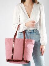 Large Zipped Shoulder Bag Le Cabas Sequins Vanessa bruno Pink cabas 1V40409-vue-porte