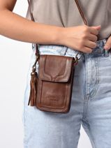 Phone Case Leather Basilic pepper Brown cow BCOW49-vue-porte