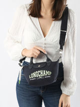 Longchamp Le pliage universit Handbag Blue-vue-porte