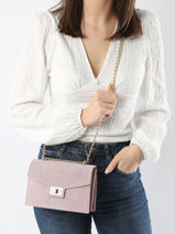 Leather Velvet Crossbody Bag Milano Pink velvet VE21121-vue-porte