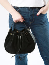Velvet Leather Mirage Shoulder Bag Milano Black mirage velvet MV23112-vue-porte