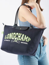 Longchamp Le pliage universit Hobo bag Blue-vue-porte