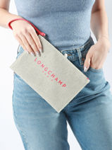 Longchamp Essential toile Pochettes Rouge-vue-porte