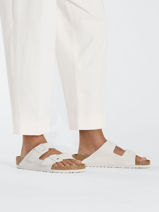Slippers In Leather Birkenstock White women 10266842-vue-porte