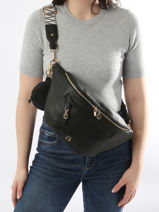 Sac Banane Lulu castagnette Noir zip VICK-vue-porte