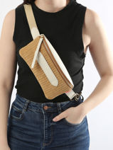 Suede Leather Coachella Belt Bag With Braid Motif Marie martens Beige coachella CVT-vue-porte