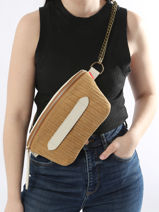 Suede Leather Neufmille Belt Bag With Braid Motif Marie martens Beige neufmille CVT-vue-porte