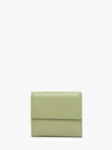 Leather Caviar Compact Wallet Crinkles Green caviar 14068