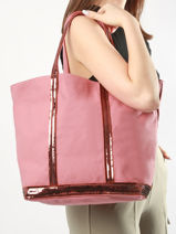 Large Le Cabas Tote Bag Sequins Vanessa bruno Pink cabas 1V40315-vue-porte