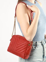 Shoulder Bag Vintage Leather Nat et nin Red vintage RIO-vue-porte