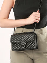 Shoulder Bag Love Bag Quilt Leather Pinko Black love bag quilt A1J8-vue-porte