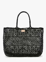 Braided Jute Tanaisie Shoulder Bag Woomen Black tanaisie WTAN01