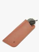 Sunglass Case Leather Etrier Brown madras EMAD5001-vue-porte