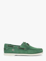 Boat Shoes In Leather Serge blanco Green men CHA2108A