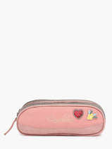 2-compartment  Pouch Cameleon Pink vintage pin's TROU
