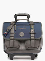 2-compartment  Wheeled Satchel Cameleon Blue vintage pin