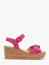 Platform Sandals In Leather Gabor Pink women 10