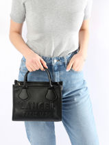 Small Leather Jour Tote Bag Lancel Green jour A12995-vue-porte