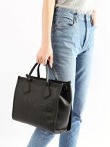 Medium Leather Jour Tote Bag Lancel Blue jour A12996-vue-porte