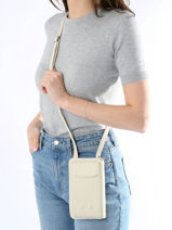 Leather Pocket Phone Pouch Nathan baume Beige n city 3-vue-porte