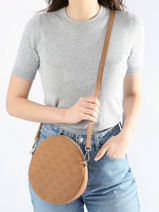 Round Leather Dora Luxury Crossbody Bag Nathan baume Brown luxury 31LP-vue-porte