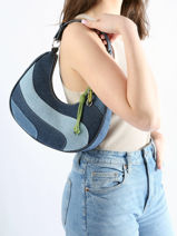 Shoulder Bag Denim Cotton Miniprix Blue denim A151-vue-porte