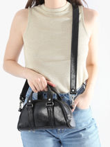 Leather Mini Bowling clipse Bag Paul marius Black eclipse MINIBECL-vue-porte
