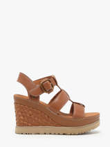 Wedge Sandals In Leather Ugg Brown accessoires 1152667