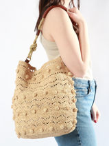 Shoulder Bag Hobo Vanessa bruno Beige hobo 84V40746-vue-porte