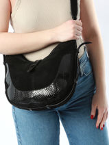 Sac Port� �paule Luna Cuir Great by sandie Noir luna SNA-vue-porte
