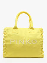 Shoulder Bag Logo Shopper Cotton Pinko Yellow logo shopper A1WQ