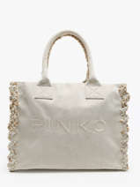 Shoulder Bag Logo Shopper Cotton Pinko Beige logo shopper A1X1