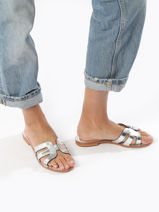 Slippers Damia In Leather Les tropeziennes Silver accessoires DAMIA-vue-porte